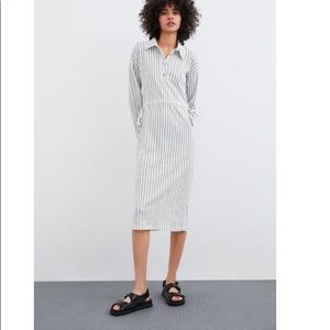 Zara White and Black Stripped Dress